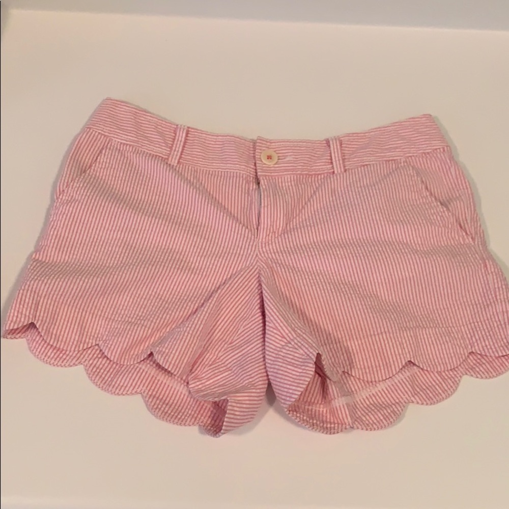 Lilly Pulitzer Pink Scalloped Seersucker Shorts